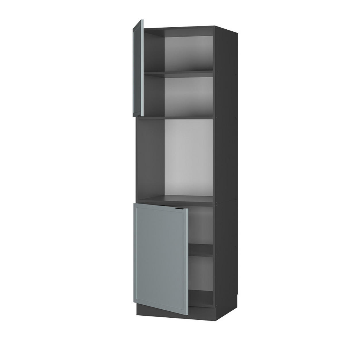 HERDUMBAUSCHRANK Fame-Line Hellblau-grau 60 cm offen - Anthrazit/Blaugrau, Holzwerkstoff (60/206.8/58cm) - Vicco