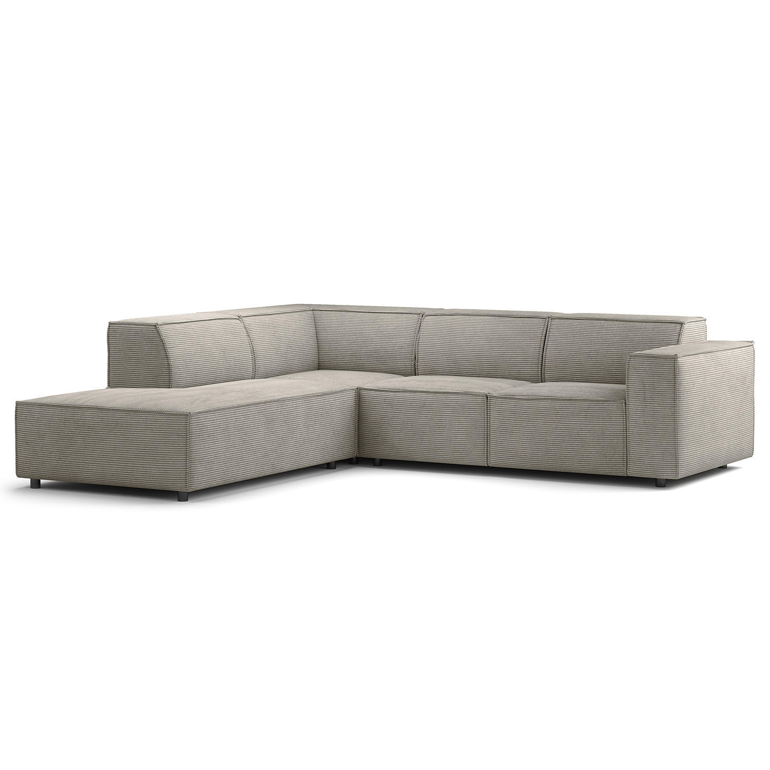 ECKSOFA mit Ottomane - Graubraun/Schwarz, Kunststoff/Textil (260/234cm) - home24