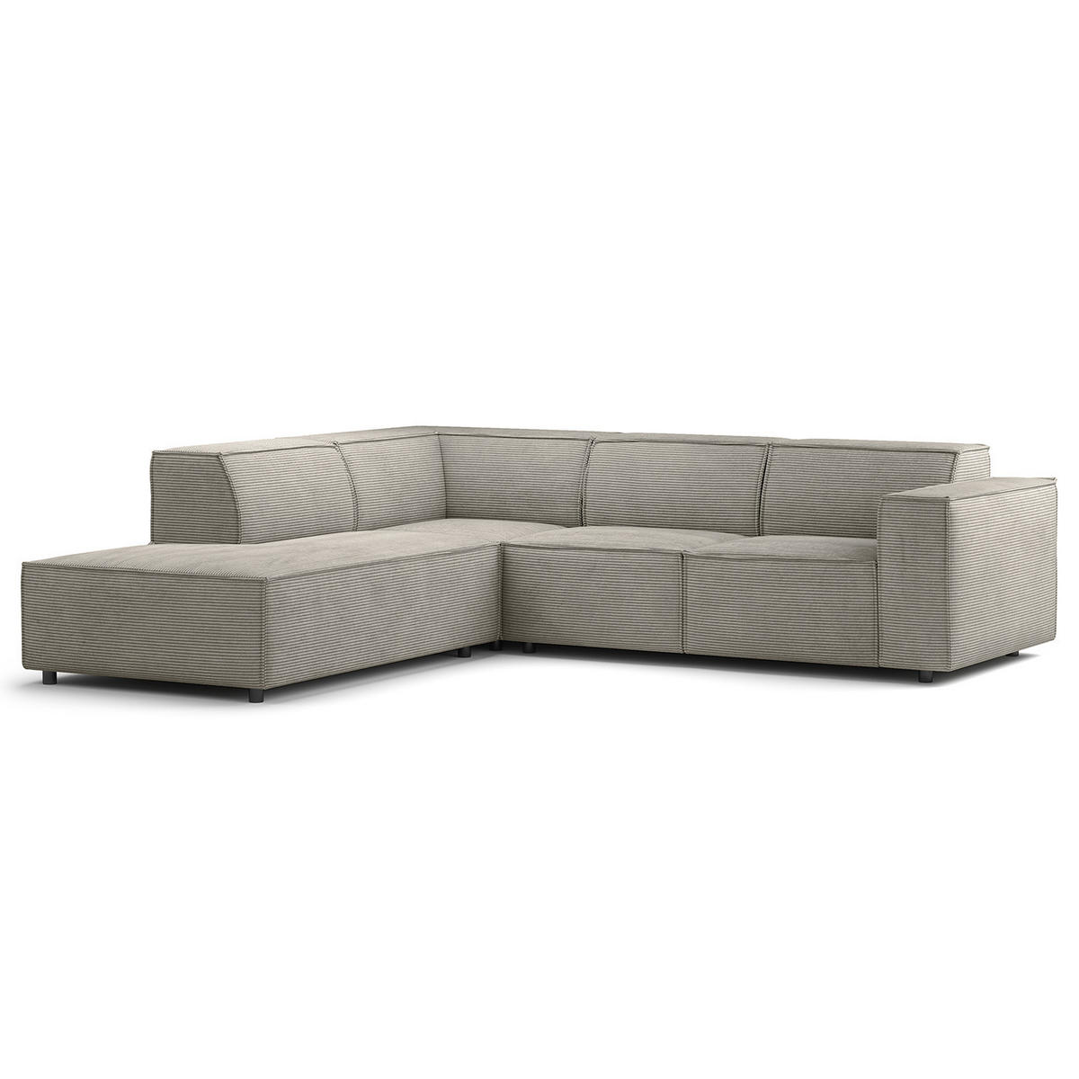 ECKSOFA mit Ottomane - Graubraun/Schwarz, Kunststoff/Textil (260/234cm) - home24