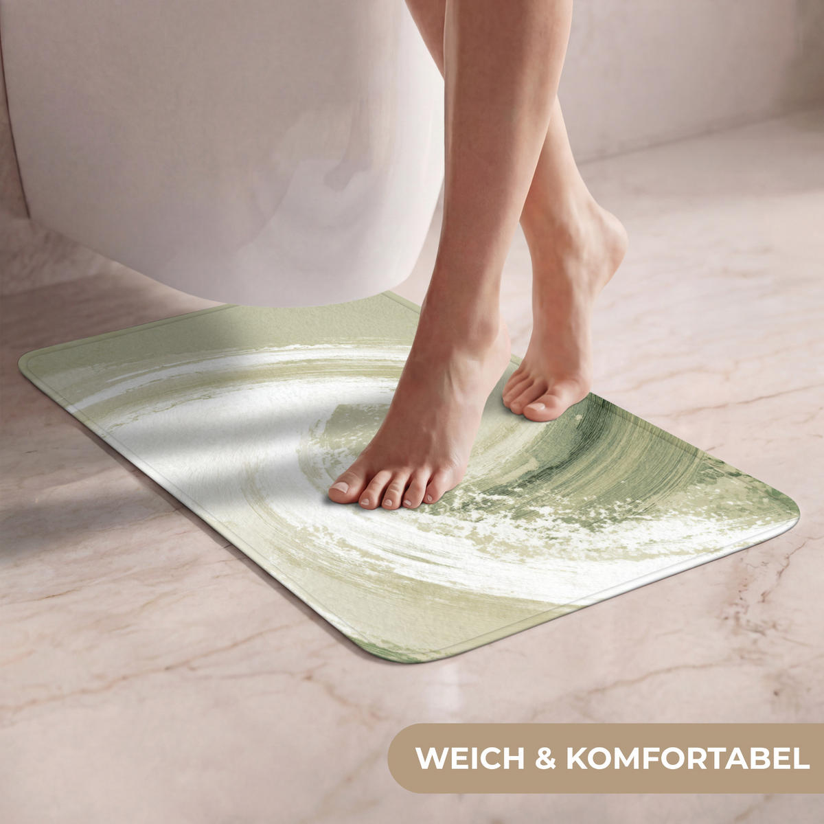 WC PŘEDLOŽKA Abstraktní - Tahy štětcem - Vlny - Zelená 40x60 cm - mátově zelená, textil/plast (40/1cm) - OnlyWow