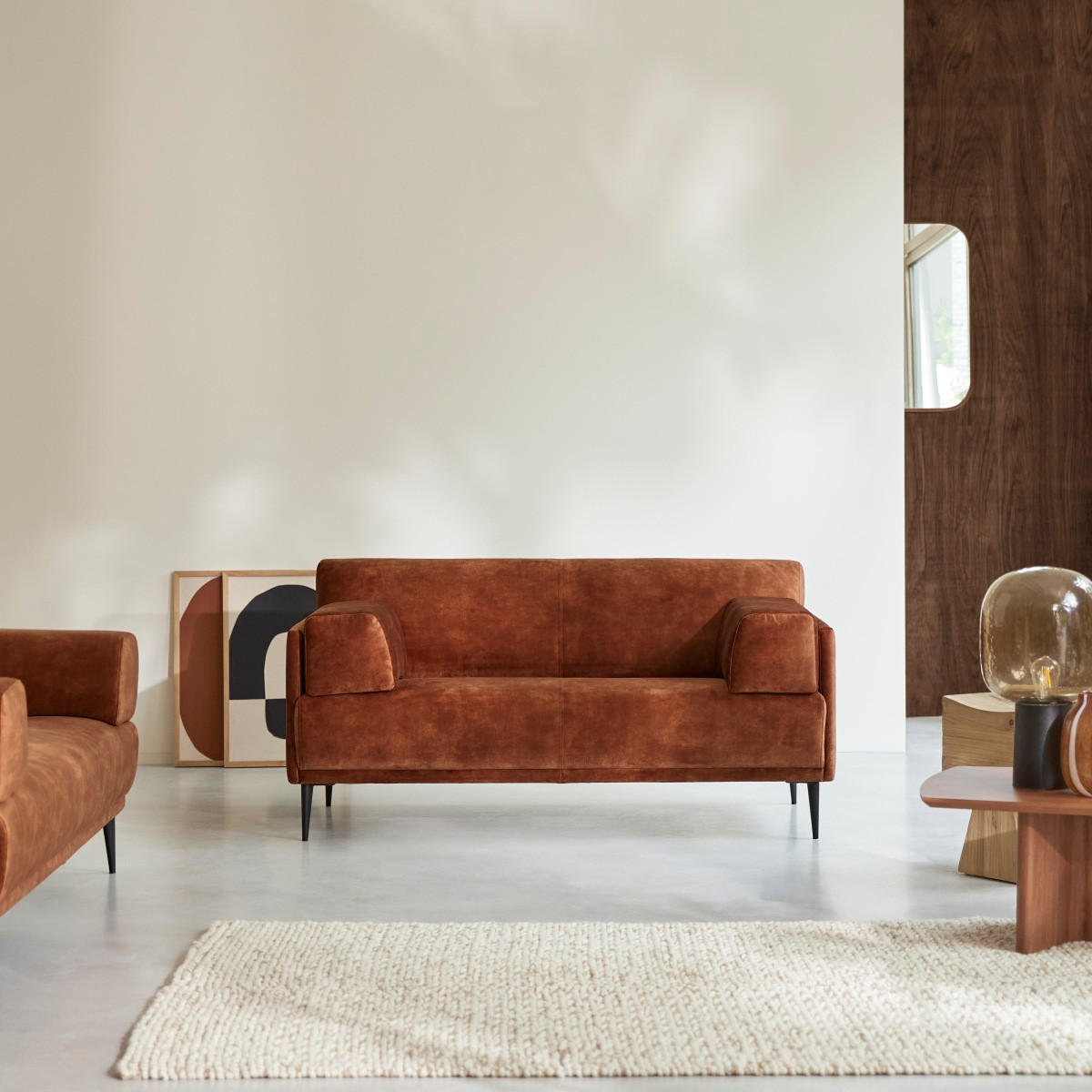 SOFA Finn Terrakotta aus Stoff - Terracotta, Textil (160/81/87cm) - Tikamoon