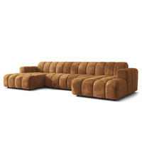 WOHNLANDSCHAFT AENIS Hellbraun Chenille - Hellbraun, Holz (398/85/165cm) - MASSENO