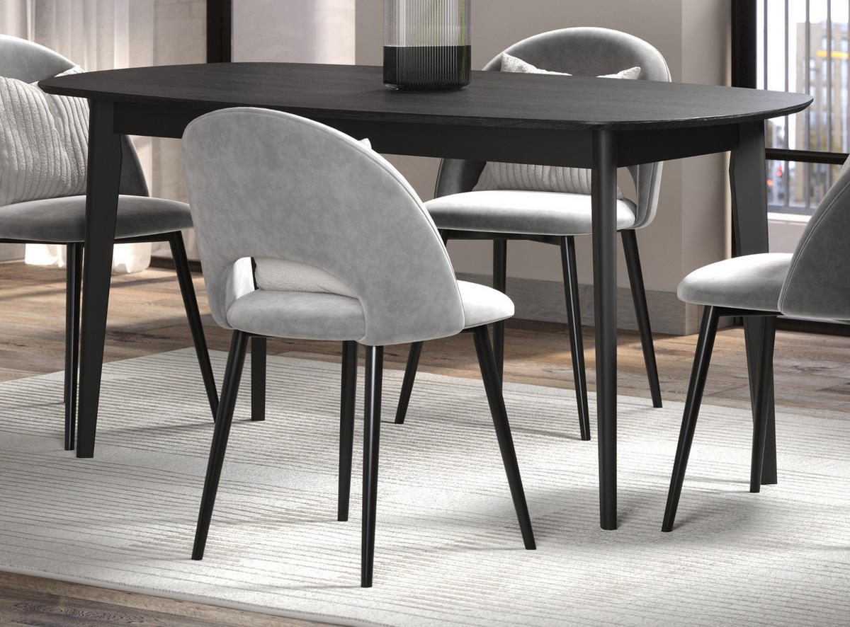 ESSTISCH Esche schwarz 160 x 90 cm, moderner Küchentisch - Schwarz, Holzwerkstoff (77/160/90cm) - Top.Furn