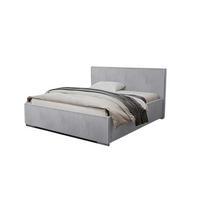 POLSTERBETT LUIS mit Kopfteil, 140 x 200 cm, Doppelbett mit Bettkasten und Lattenrost aus Metall, Cordstoff: Hellgrau - Hellgrau, Holz/Textil (140/200cm) - Agmat-Furniture