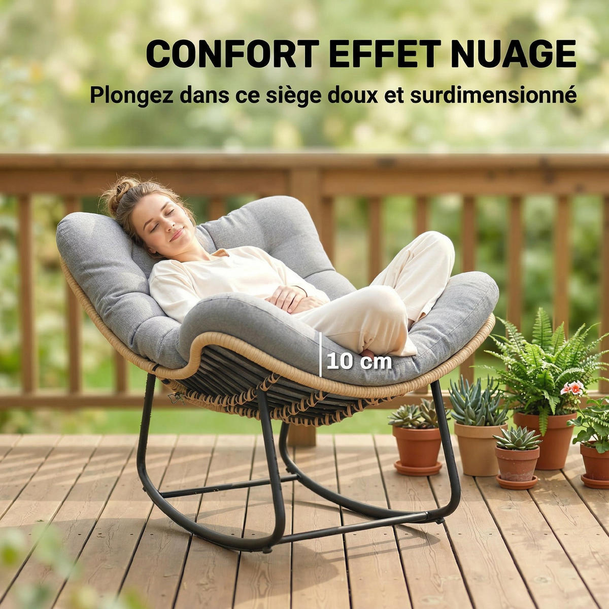 GARTENSCHAUKELSTUHL DE-13722 mit Polsterkissen Grau - Grau, Metall (87/70/110cm) - ComfortXL