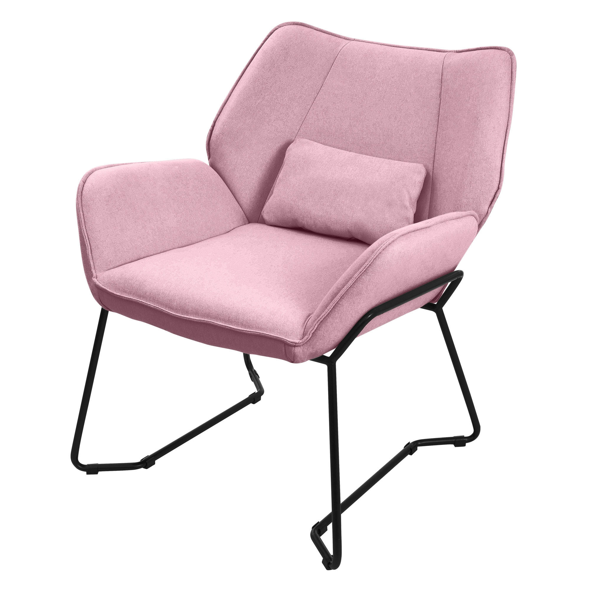 ML-DESIGN KŘESLO do obývacího pokoje, růžové, z látky, relaxační křeslo s bederním polštářem a područkami