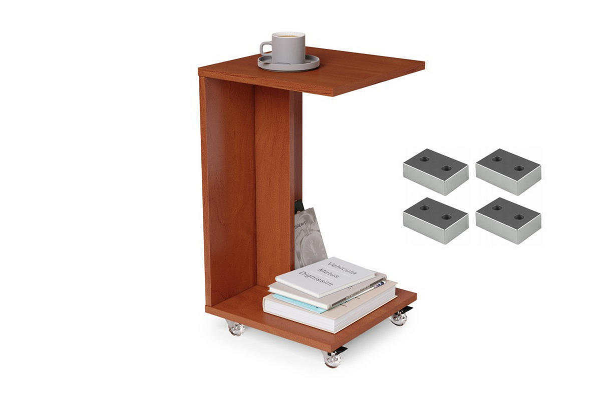 BEISTELLTISCH Rechteckig Kirschbaum mit Ablage und Rollen - Kirschbaumfarben, Holzwerkstoff (40/40/66cm) - designimpex