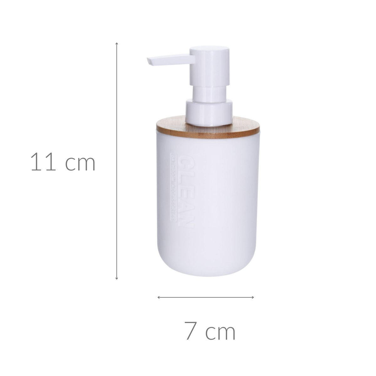 SEIFENSPENDER Bambus-Deckel 7/7/16,5 cm - Weiß, Kunststoff (7/16.5/7cm) - Bathroom solutions
