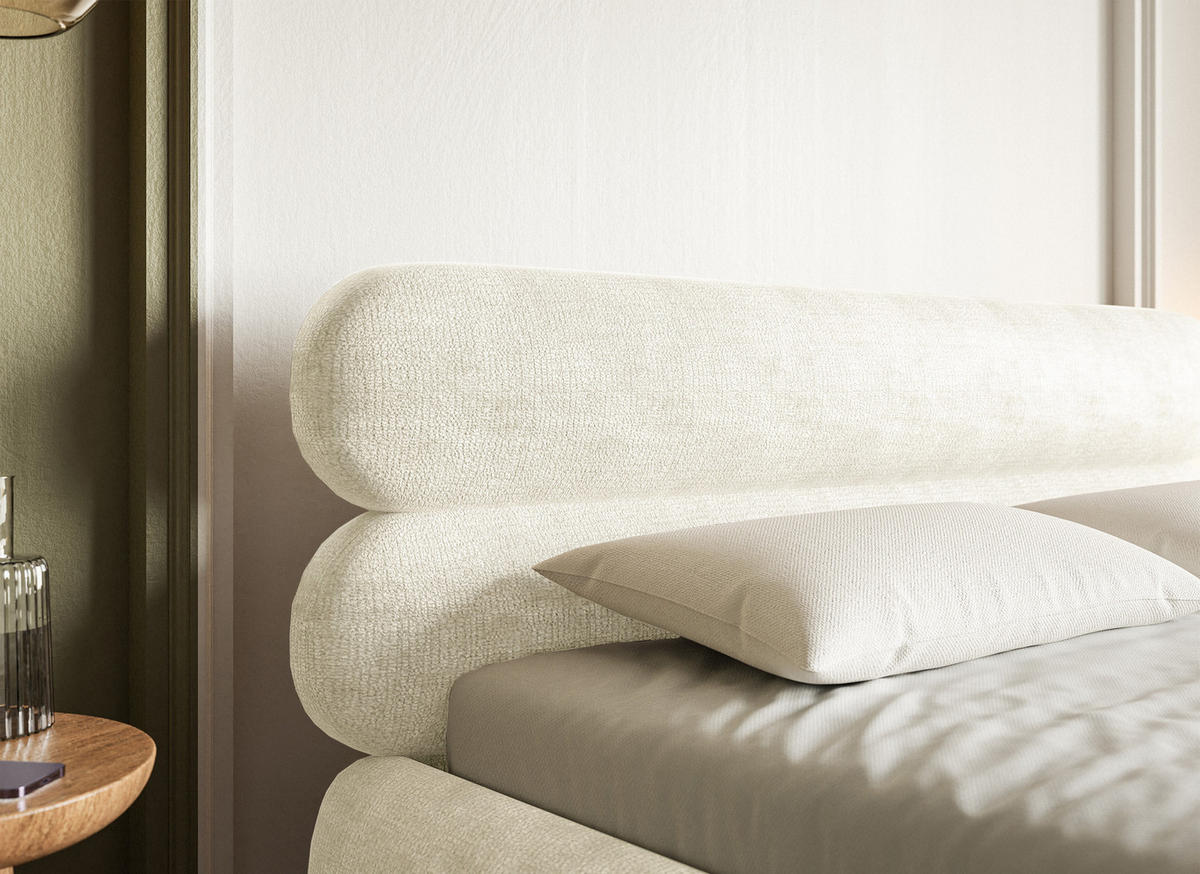 POLSTERBETT Roule Cremeweiß Chenille mit goldenen Metallbeinen 160 cm - Goldfarben/Creme, Textil/Metall (160/200cm) - Selsey