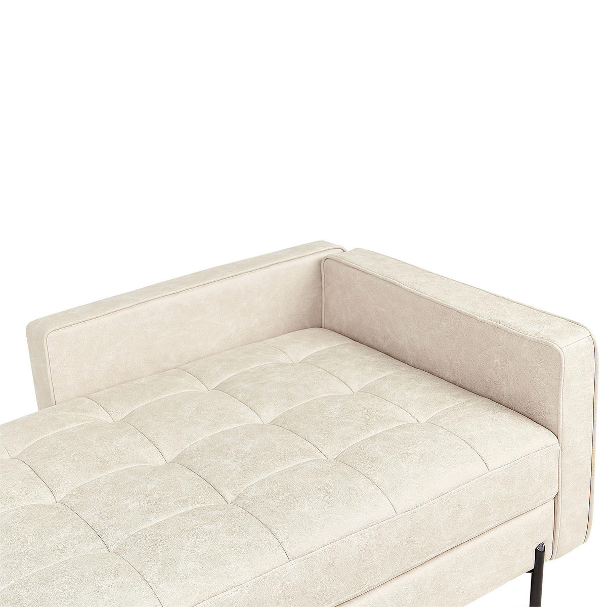 CHAISELONGUE-RECHTSSEITIGE Kunstleder Hellbeige Rebais - Beige/Schwarz, Kunststoff (172/85/85cm) - Beliani