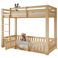 ETAGENBETT 90/200 cm natur aus Kiefer mit rechtwinkliger Treppe - Naturfarben, Holz (90/200cm) - OKWISH