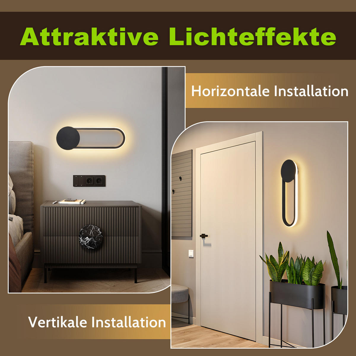 LED - WANDLEUCHTE Scheinor 41.5/14/4 cm - Schwarz, Metall (14/4/41.5cm) - ZMH