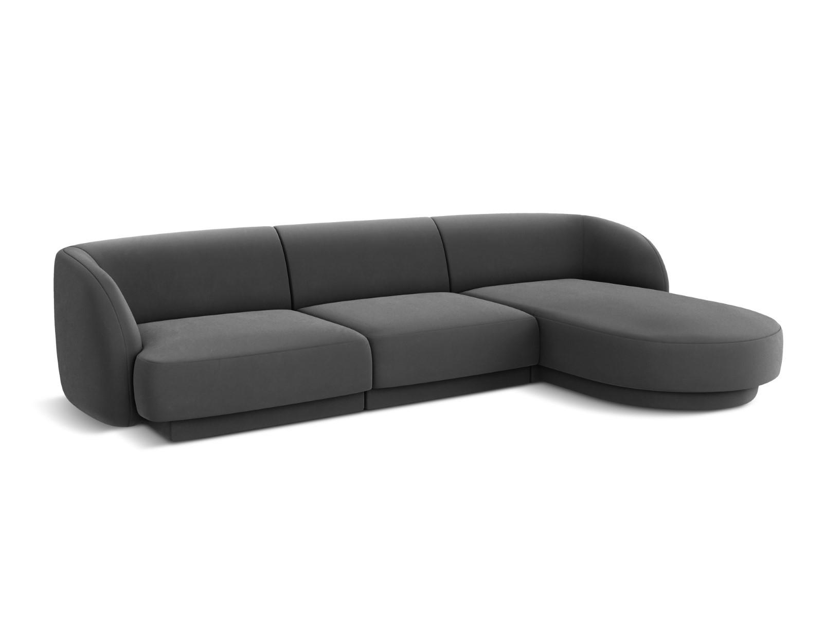ECKSOFA rechts Miley aus Samt grau 4 Sitzplätze - Grau, Textil (156/255cm) - Micadoni