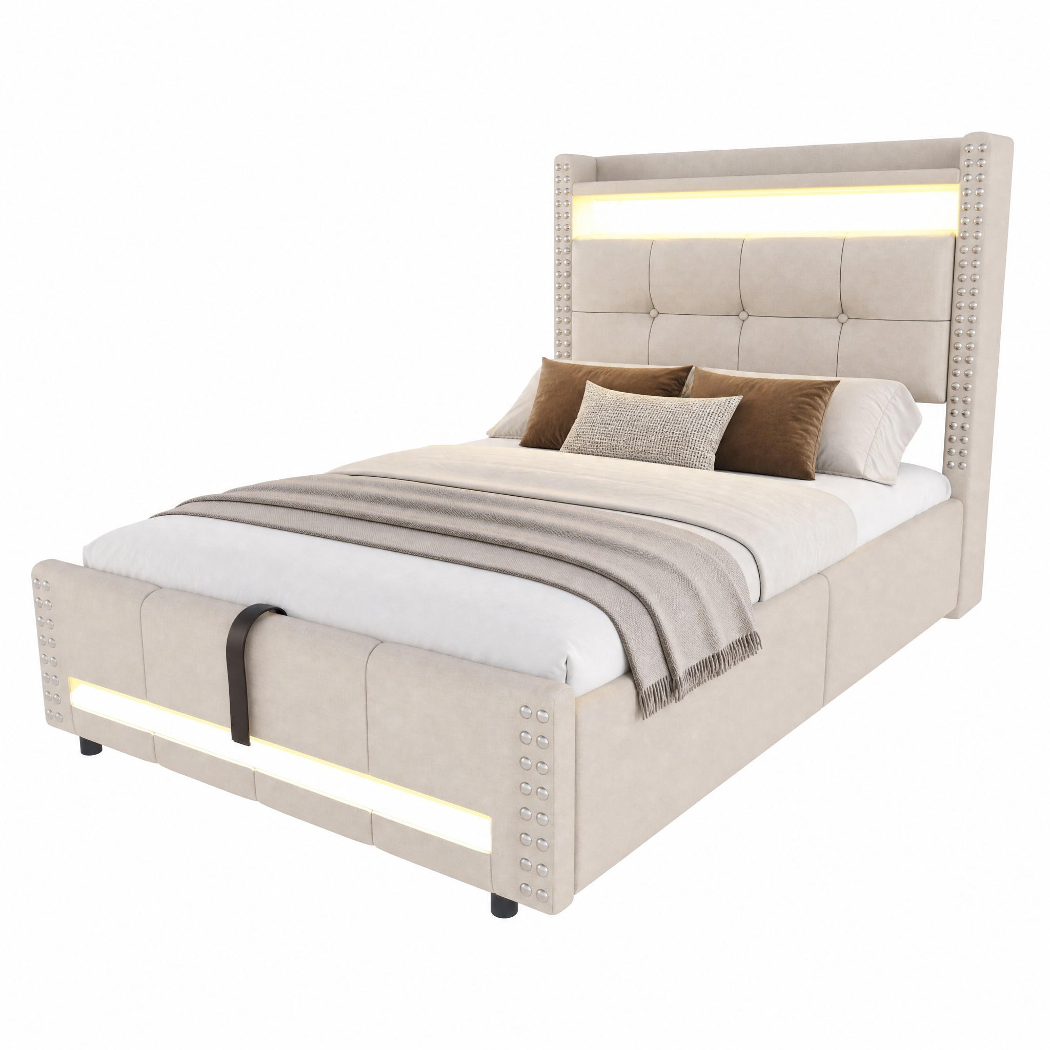 Beauniv Polsterbett Beige 90x200 cm