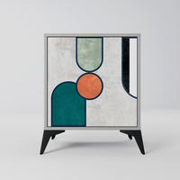 SIDEBOARD COOL STORY, Grau, 57,5x42x70,5 cm, Schwarze Metall-Sternfüße - Multicolor/Schwarz, Holzwerkstoff/Metall (57.5/70.5/42cm) - SpaceRebels