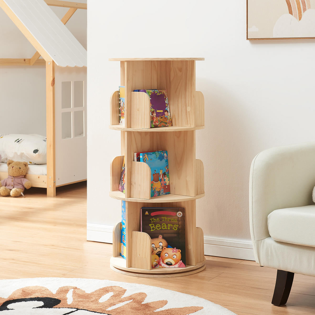KINDERREGAL Chasek - Naturfarben, Holz (44/95/44cm) - [en.casa]