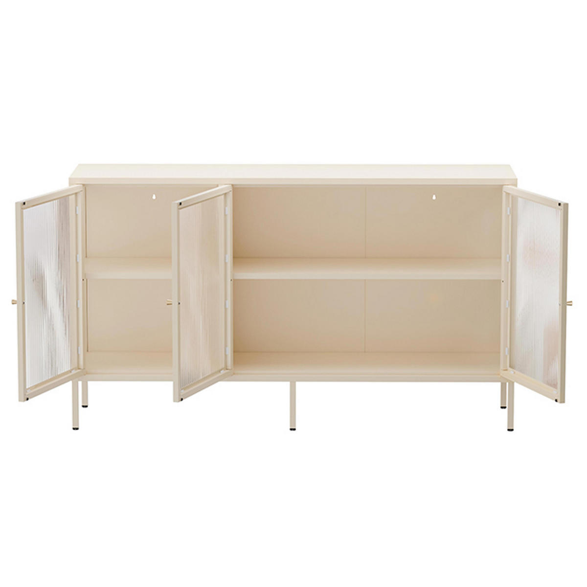 SIDEBOARD 140 cm, Ekru - Weiß, Metall (35/80/140cm) - Oviala