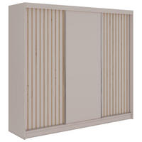 SCHWEBETÜRENSCHRANK mit Lamellen und Schubladen LUMOS - 240 - Kaschmir und Eiche Artisan - Kaschmir/Alufarben, Holzwerkstoff/Metall (240/216/61cm) - MKS