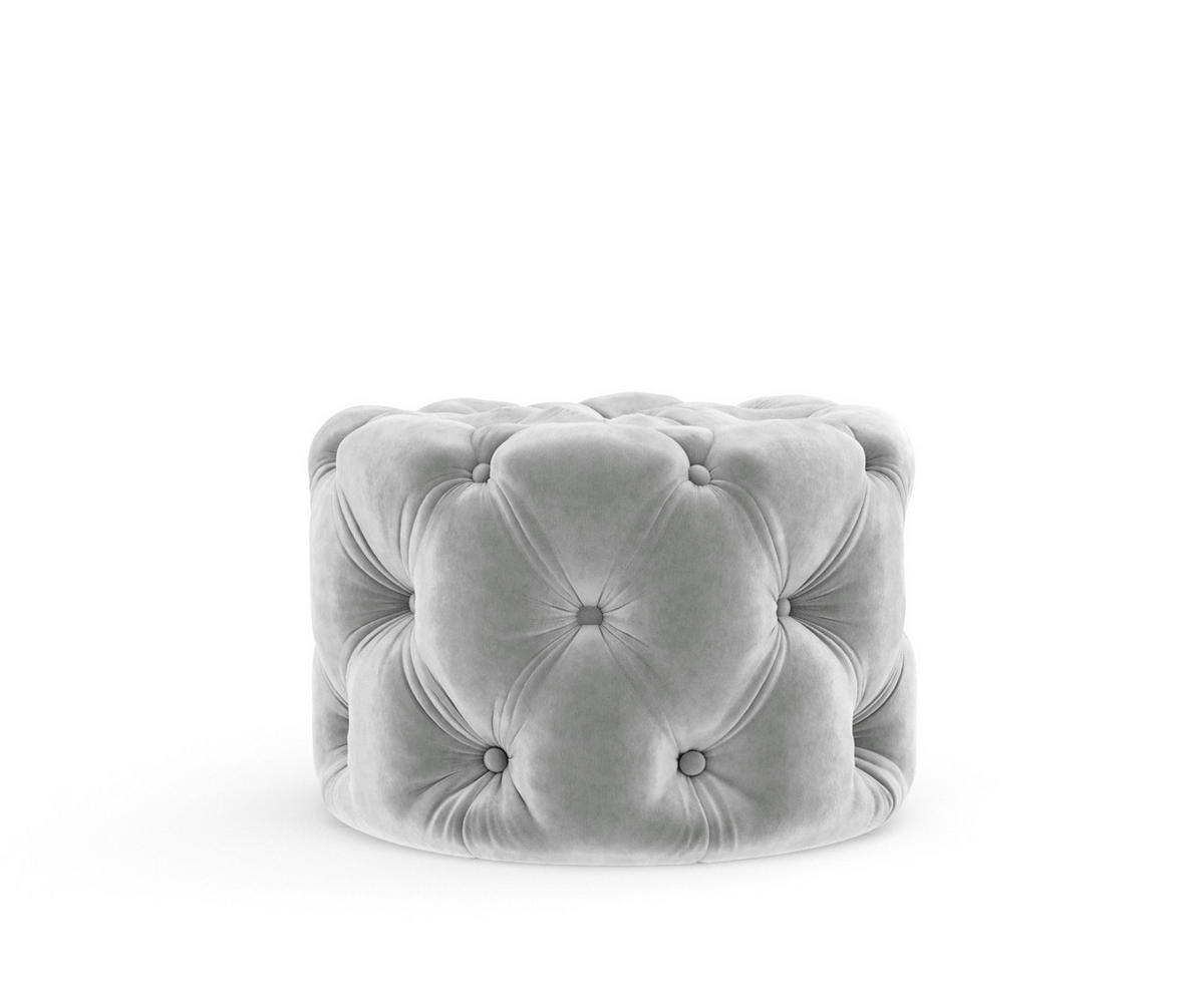 POUF Cosimo Hellgrau Samtstoff - Hellgrau/Schwarz, Holz/Holzwerkstoff (60/40/60cm) - Maison de Reve