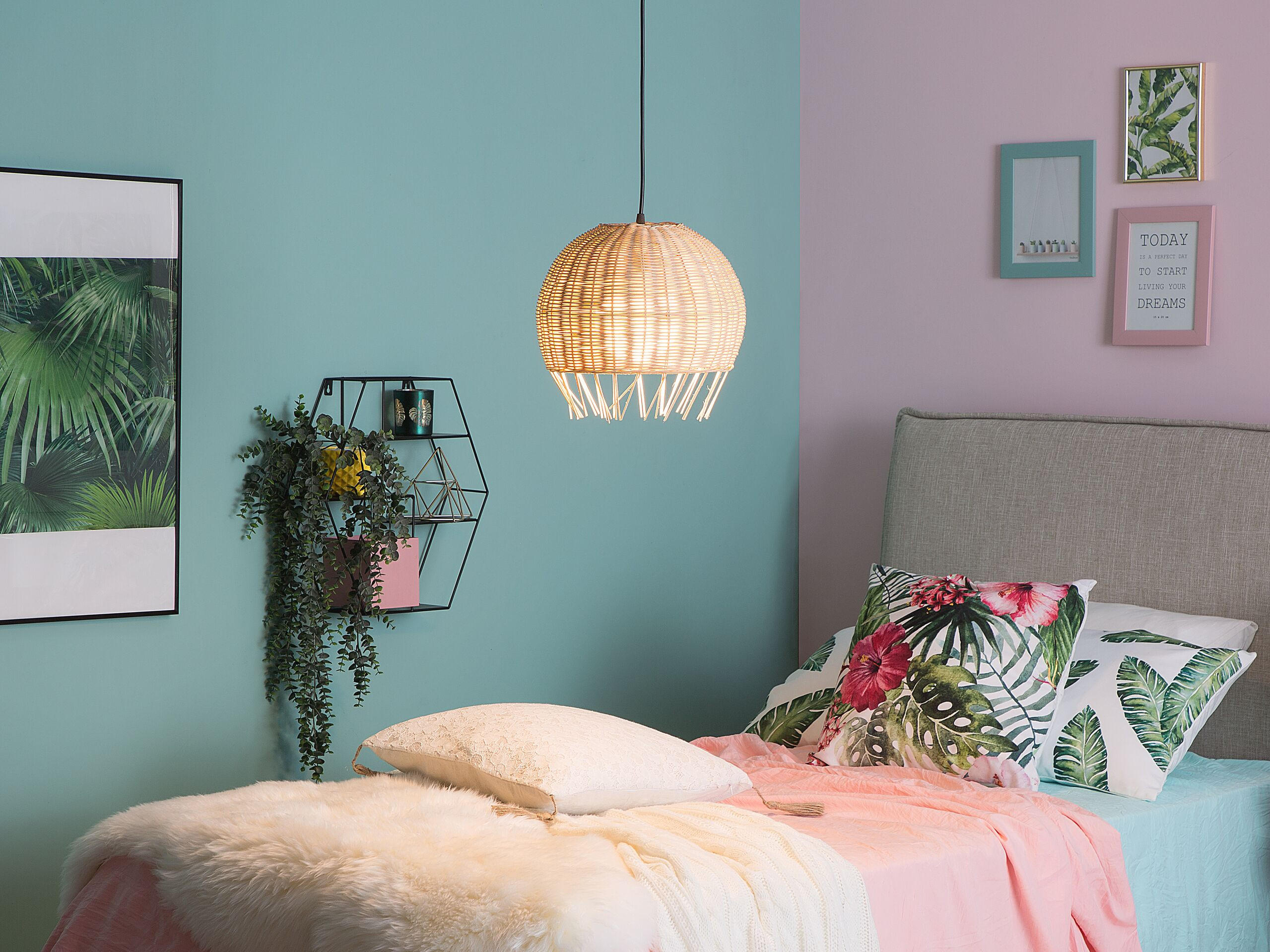 HÄNGELEUCHTE Drino 27/27/150 cm - Beige, Naturmaterialen (27/27/150cm) - Beliani