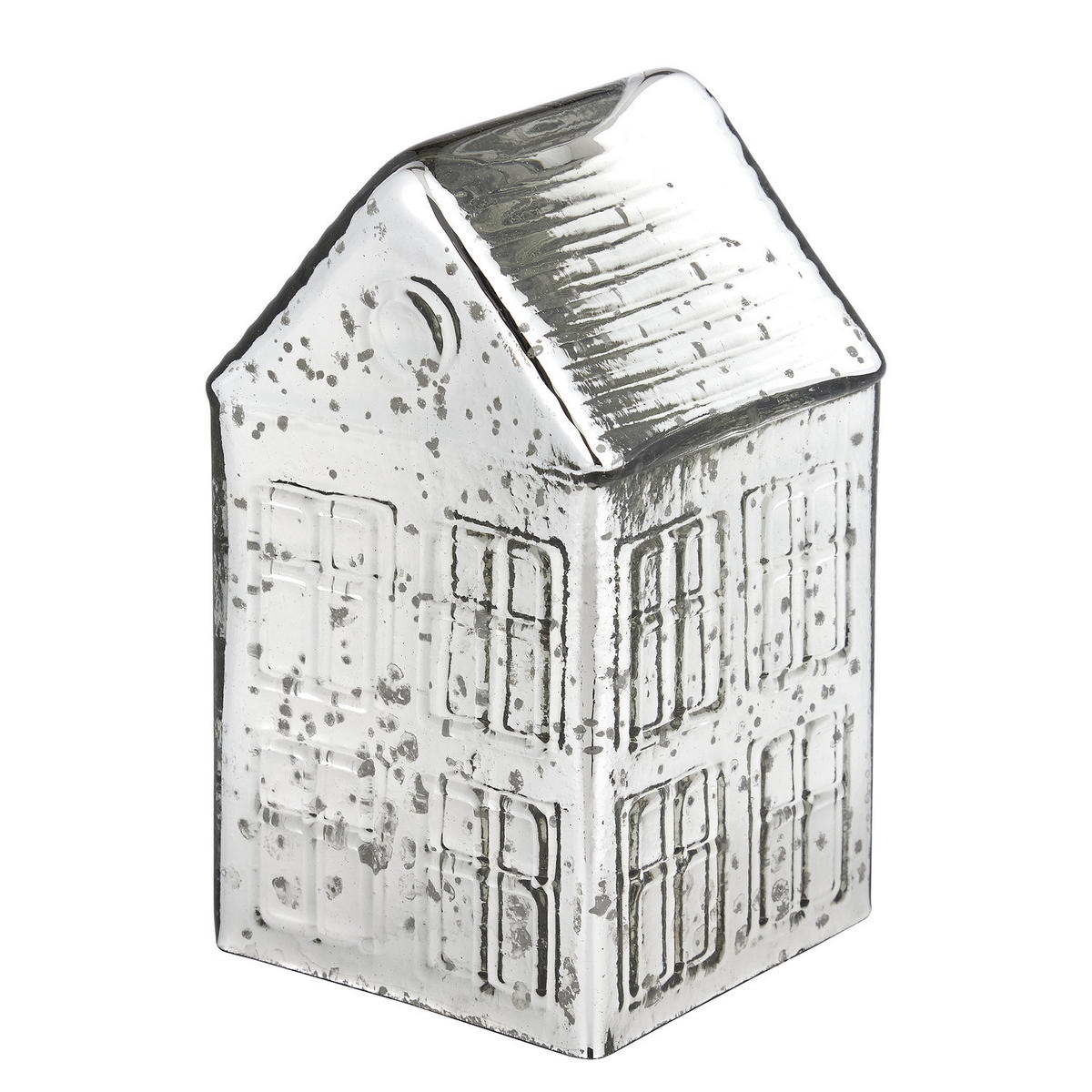 DEKOFIGUR Haus Jolly Brights - Silberfarben, Glas (11/21/11cm) - BUTLERS