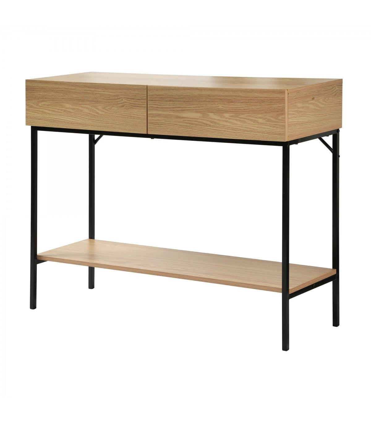 KONSOLE mit 2 Schubladen und 1 Regalboden in Eichenoptik - L100cm - Apfelbaumfarben, Holzwerkstoff (100/35/81cm) - Calicosy