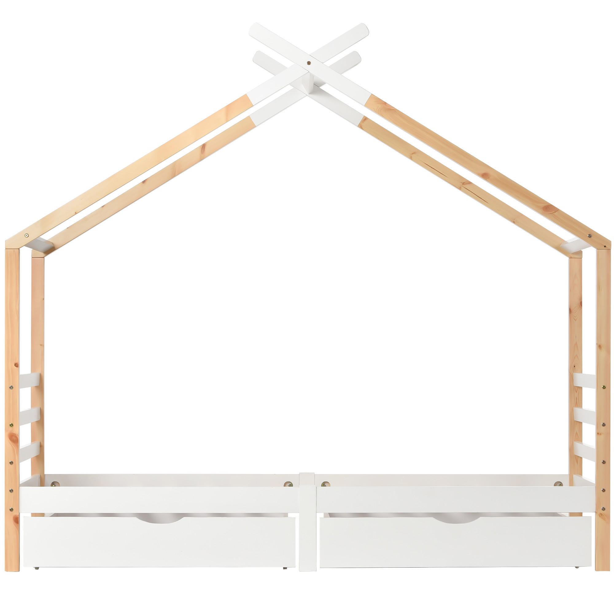 HAUSBETT 90/200 cm Weiß, Holz - Weiß, Holz - Raumix