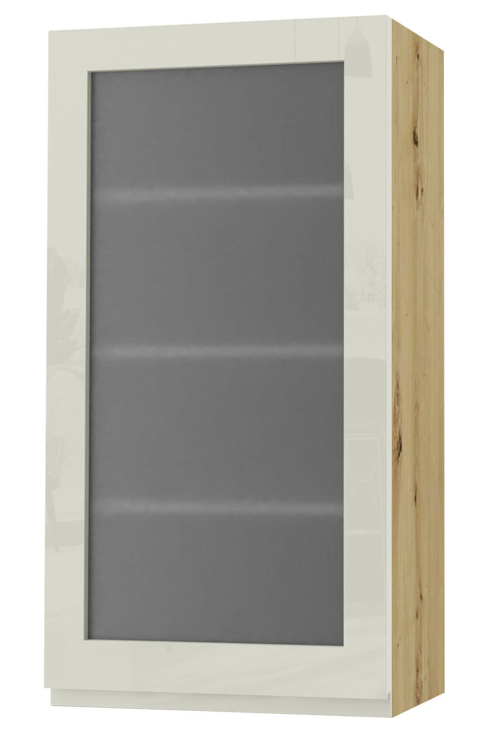 HÄNGESCHRANK Florence W4S/50 Eiche Artisan / RAL 1013 perlweiß HG 50 / 32,5 / 96cm - Türanschlag links - Weiß Hochglanz/Eiche Artisan, Holz/Holzwerkstoff (50/96/32.5cm) - Feldmann-Wohnen