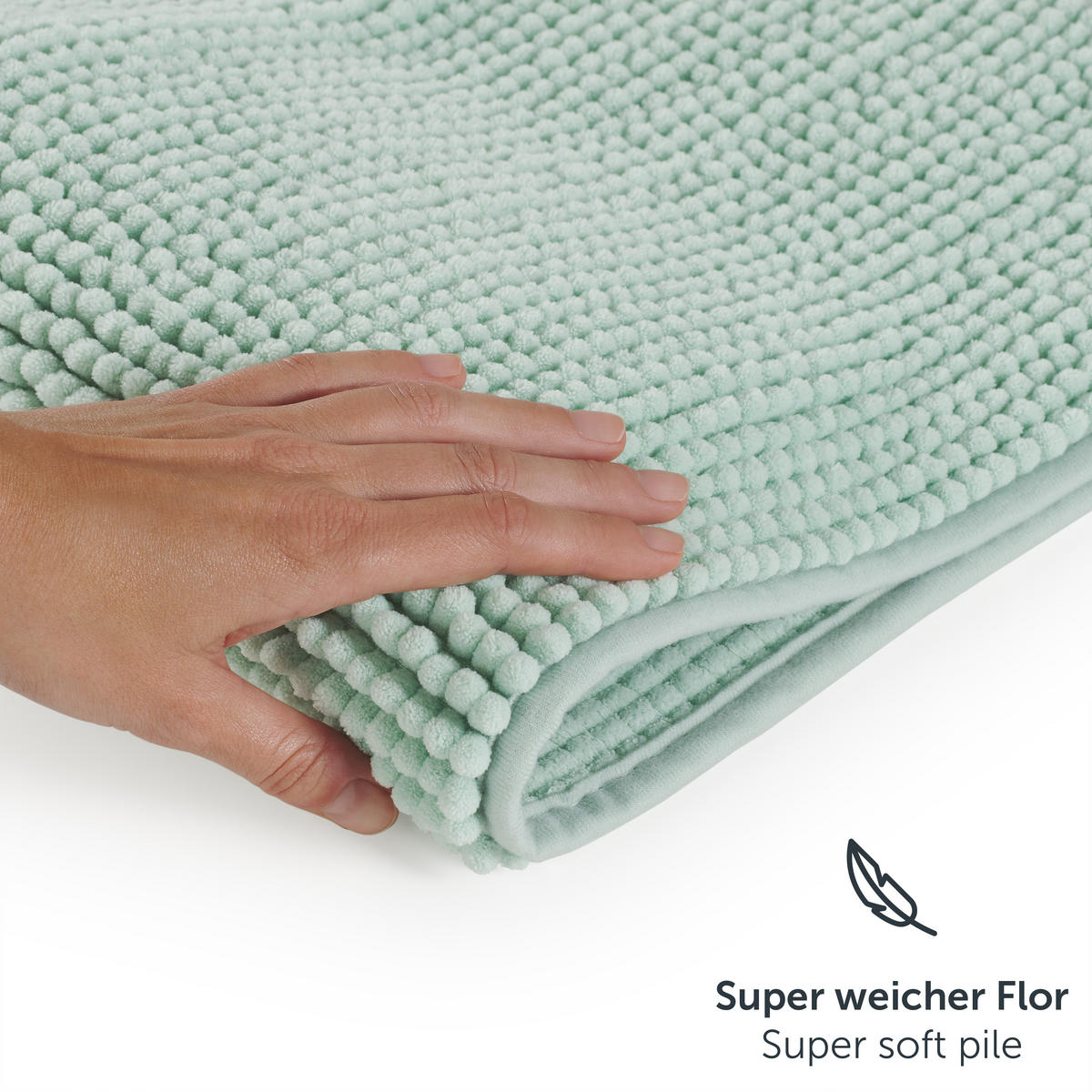 BADEMATTE Hochflor Chenille, 70x120 cm, Mintgrün - Mintgrün, Textil (70/120cm) - Blumtal