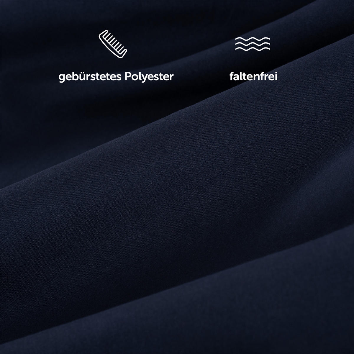 BETTLAKEN 3er Set - Spannbettlaken 180x200x30cm 2X Kissenbezug 50x80cm - Dark Ocean Blue - Dunkelblau, Textil (180/200cm)