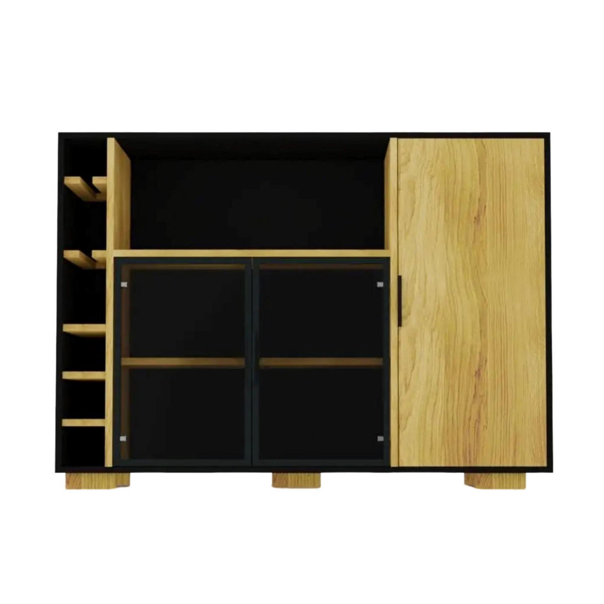 SCHRANK Eichenholz-Alkoholbar für das Wohnzimmer CARLA - Eichefarben, Holz (145/105/45cm) - Rawood Furniture