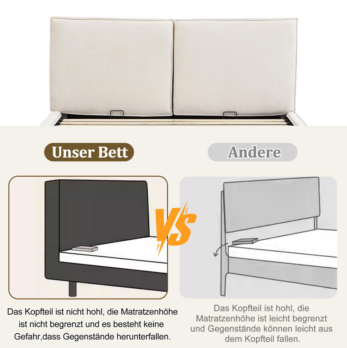 POLSTERBETT 180/200 cm Beige aus Chenille mit Stauraum - Beige, Textil (180/200cm) - OKMYHOME