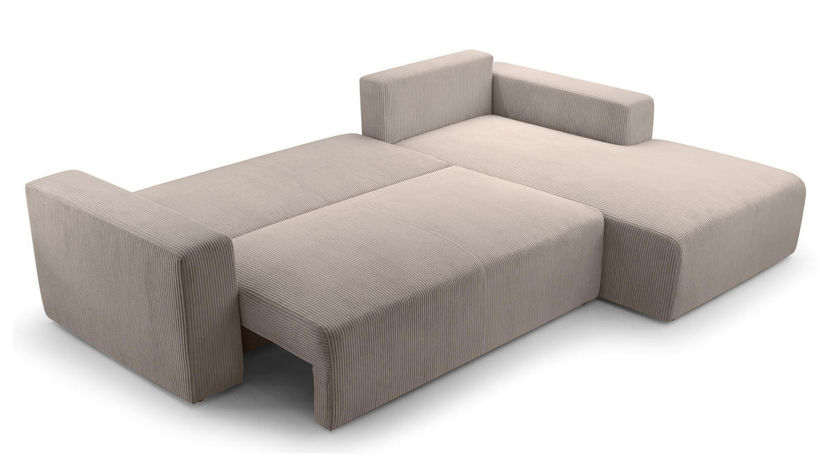 ECKSOFA L Form Catea Beige 279/145/84 cm Rechts mit Schlaffunktion - Beige/Schwarz, Kunststoff/Textil (279/145cm) - AX Living