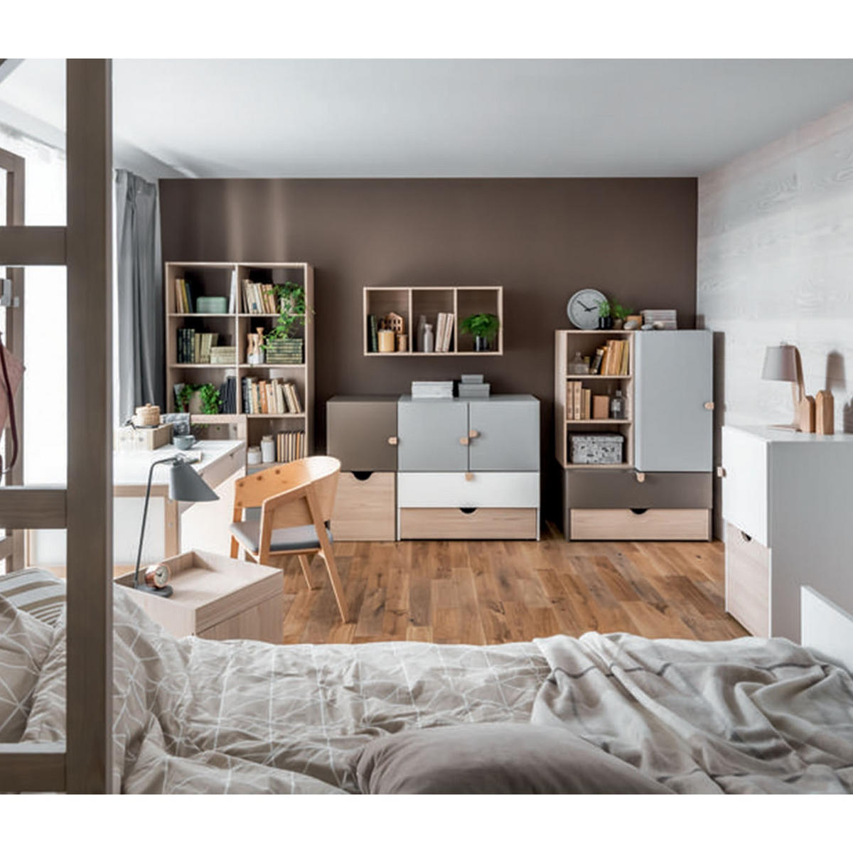 KOMMODE auf Rollen mit abnehmbarem Würfel - STIGE - 47/49/94 cm - Taupe, Holzwerkstoff (49/94/47cm) - Calicosy