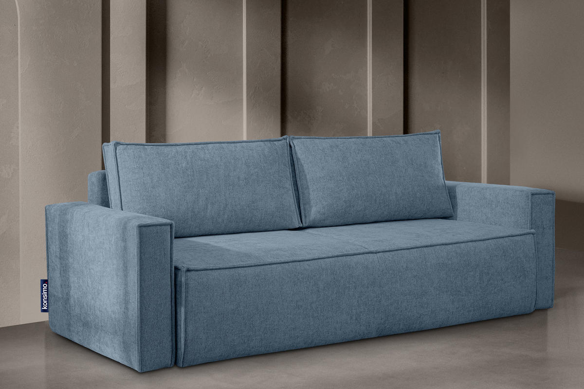 3-SITZER-SOFA NAPI II mit Schlaffunktion, hellblau - Hellblau, Textil (228/89/101cm) - KONSIMO®