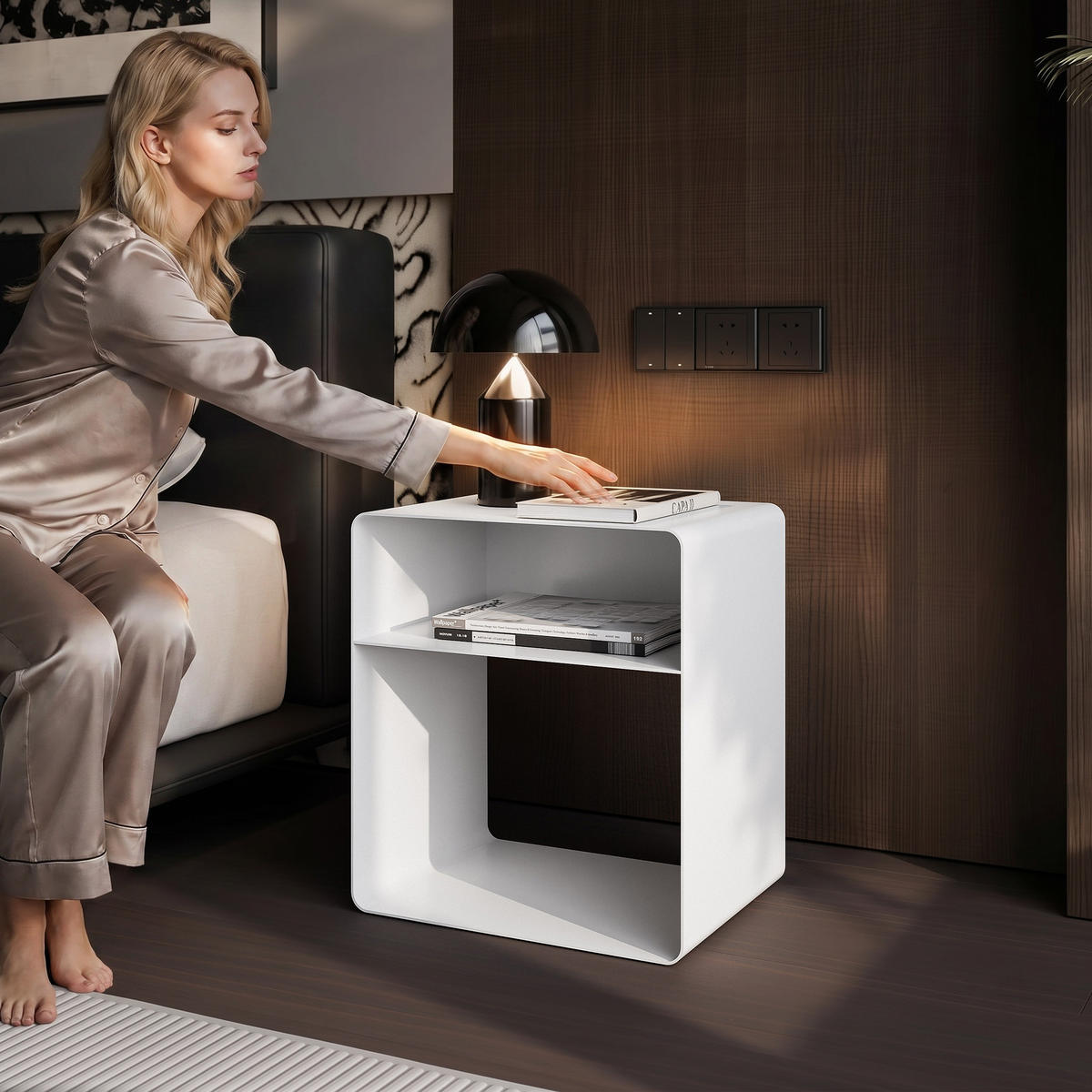 NACHTSCHRANK LANA 45/35/50 cm Weiß - Weiß, Metall (45/50/35cm) - Idohome