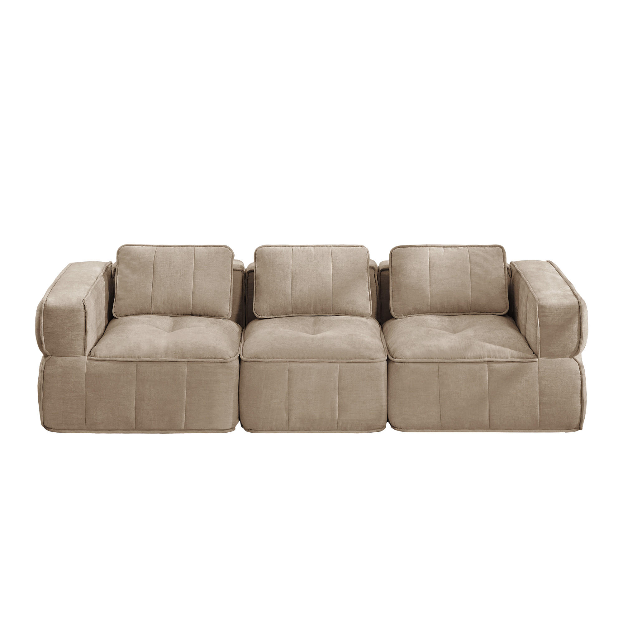 3-SITZER-SOFA, minimalistisch, Polyester-Sandfarben - Sandfarben, Textil (93/67/271cm) - KOMHTOM
