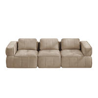 CANAPEA 3 LOCURI, minimalist, Poliester-nisipiu - nisipiu, material textil (93/67/271cm) - KOMHTOM