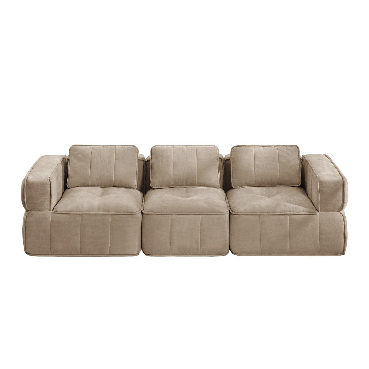 3-SITZER-SOFA DE-34428 mit stützenloses Design Sand - Sandfarben, Textil (93/67/271cm) - ComfortXL