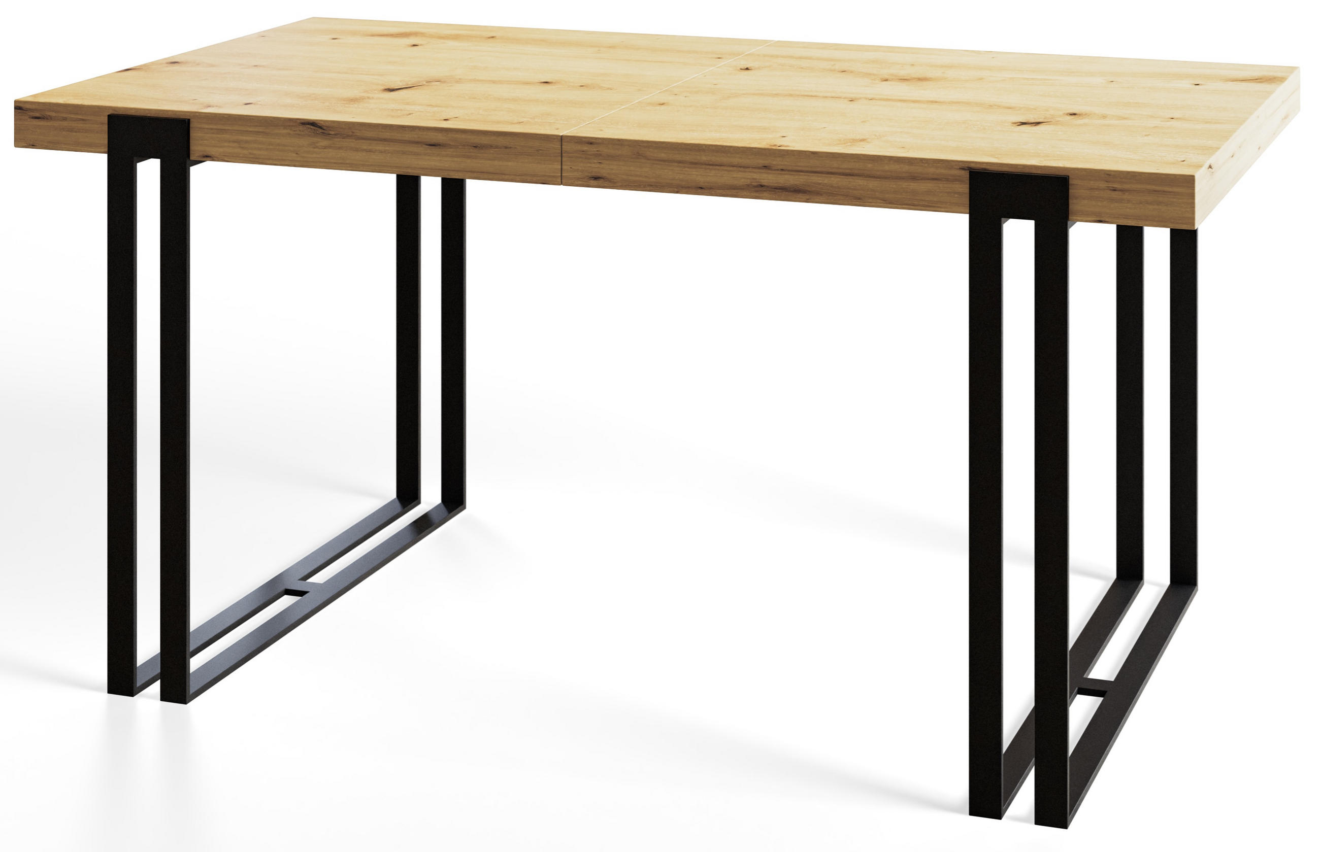 ESSZIMMERTISCH ROSA 160X90X77 cm, Farbe: ARTISAN, mit Metallbeinen in Farbe Schwarz - Hellbraun/Schwarz, Holzwerkstoff (160/90/77cm) - Alpi-Möbel