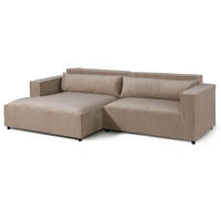 ECKSOFA Ottomane links Cord Velours 266x150x80 beige FINN - Beige, Kunststoff (150/266cm) - Massivmoebel24