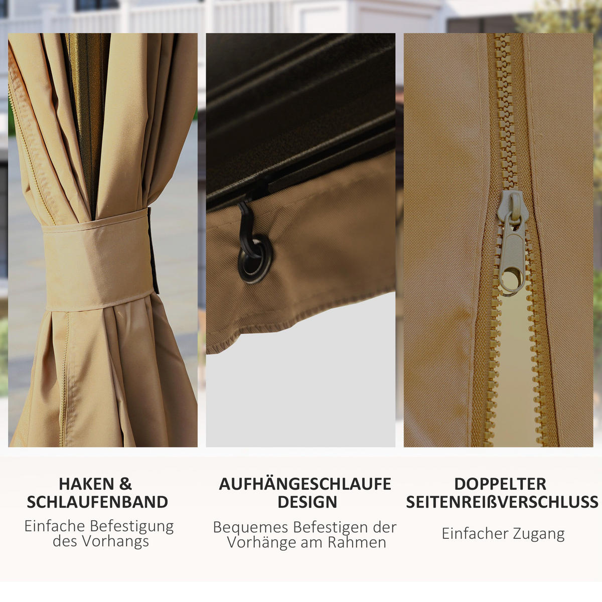 PAVILLON mit Hardtop 4x3 m - Braun, Metall (298/280/398cm) - Outsunny