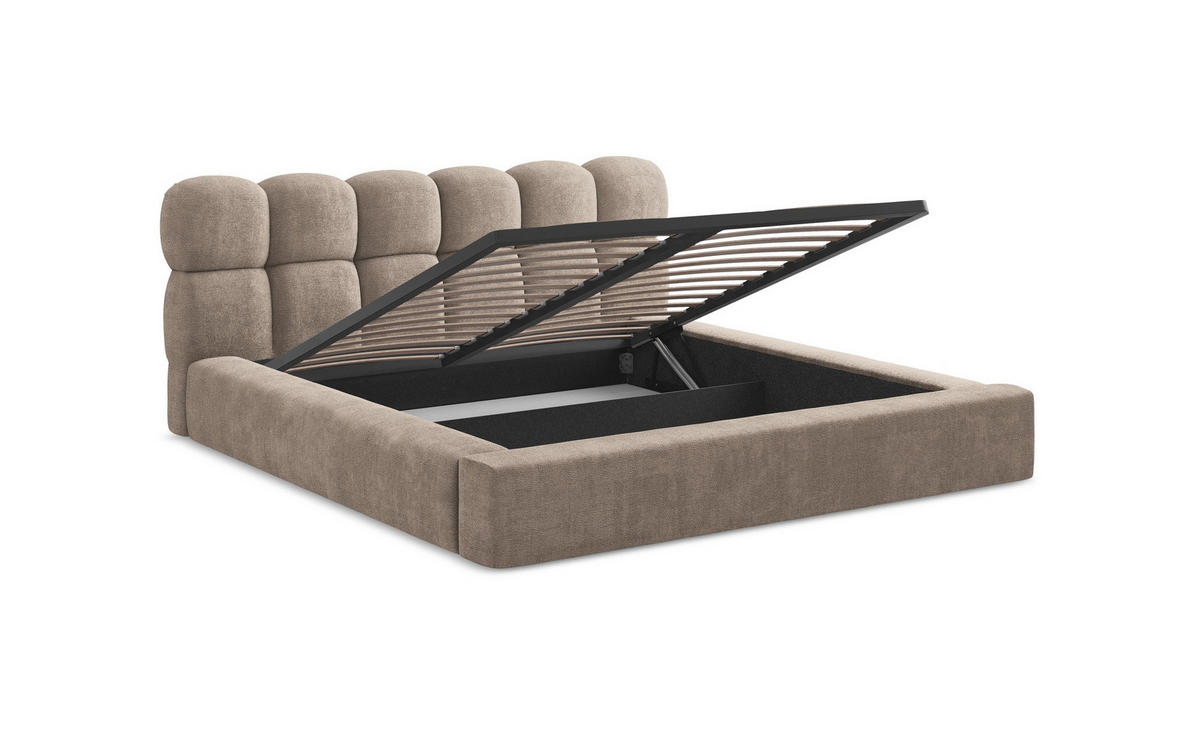 POLSTERBETT mit Bettkasten und Lattenrost 220x240 Grau - Schwarz/Grau, Kunststoff/Textil (180/200cm) - Makamii