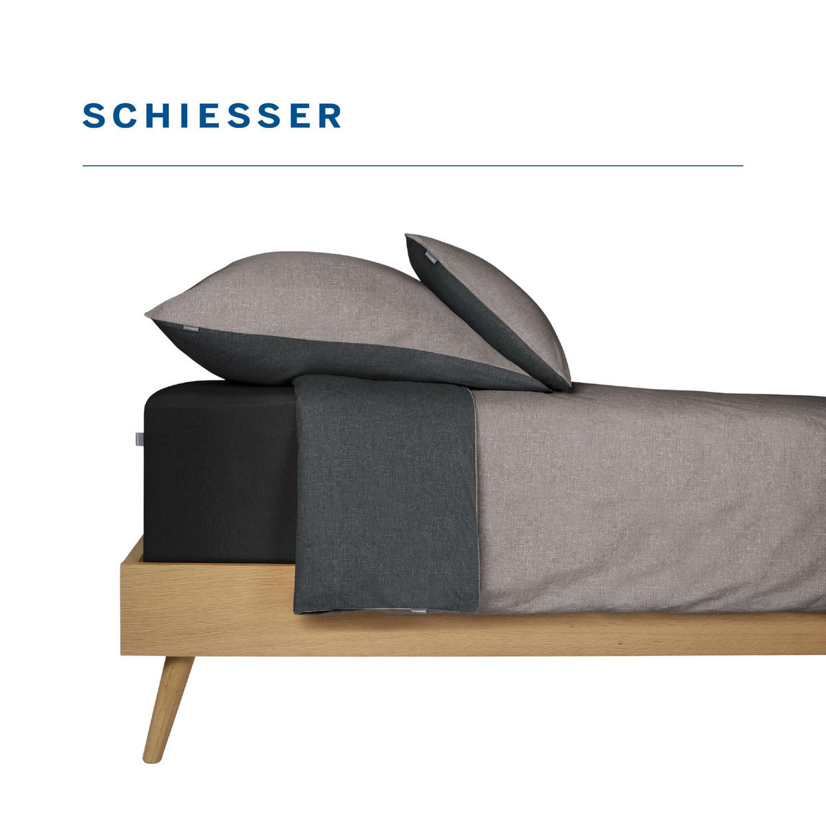 BETTWÄSCHESET Doubleface - Renforcé - 2-teilig - 135 x 200 cm - Grau-Schwarz - Schwarz, Textil (135/200cm) - SCHIESSER