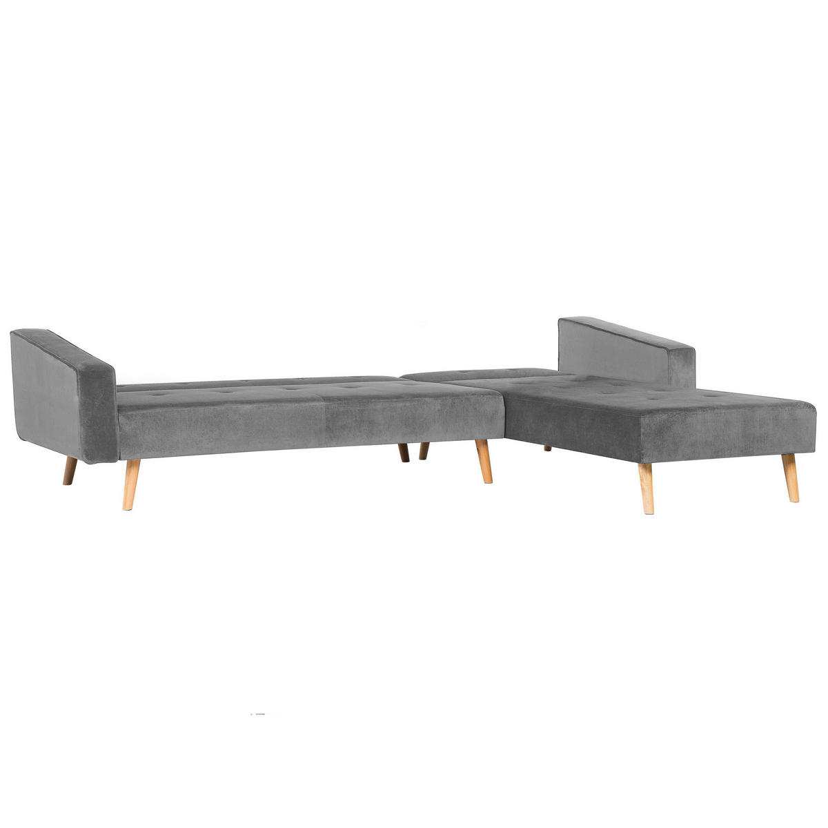 ECKSOFA Samtstoff Grau Vadso - Grau, Textil (303/98cm) - Beliani