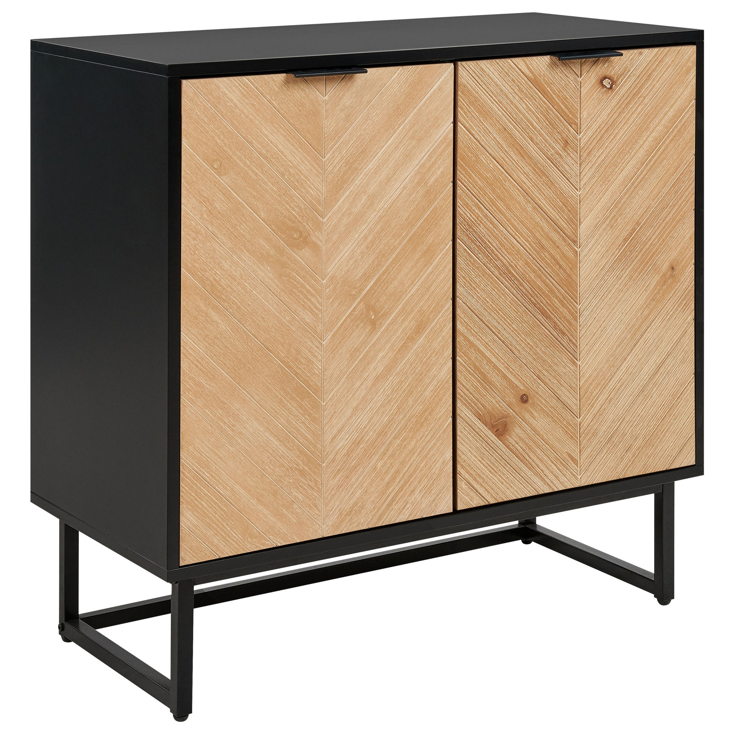 SIDEBOARD Schwarz Alaska - Hellbraun/Schwarz, Holzwerkstoff (80/80/40cm) - Beliani