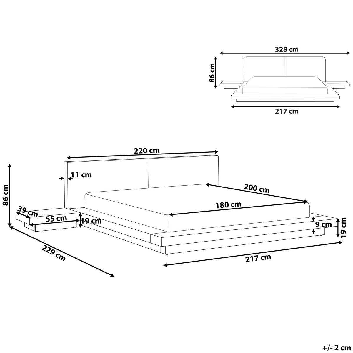 BETT mit Lattenrost 180/200 cm MDF-Platte Dunkelbraun Zen - Dunkelbraun, Holzwerkstoff (180/200cm) - Beliani