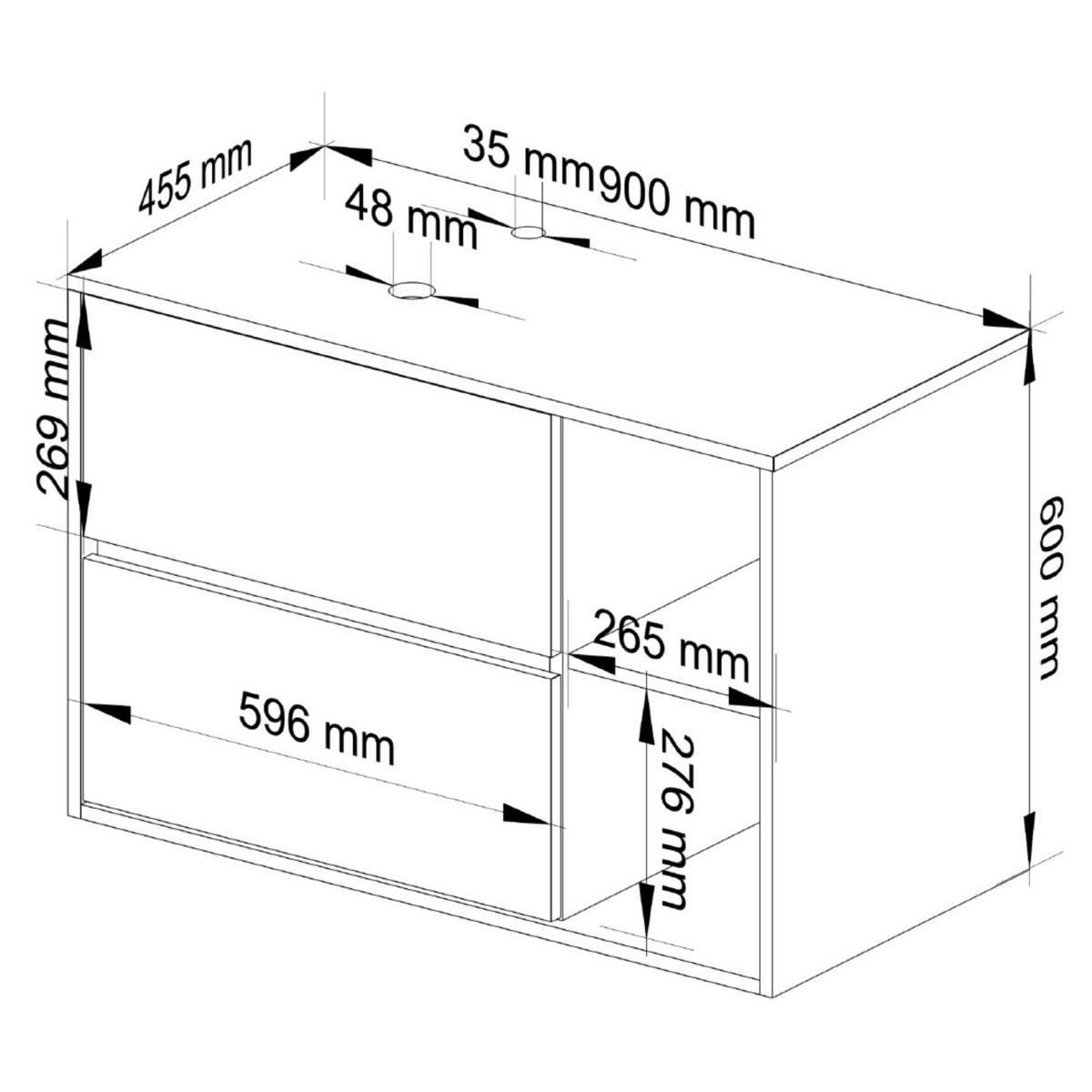 WASCHBECKENUNTERSCHRANK Vami Craft-Eichenfarben, Schwarz - Eichefarben/Schwarz, Holzwerkstoff (90/60/45.5cm) - Akord