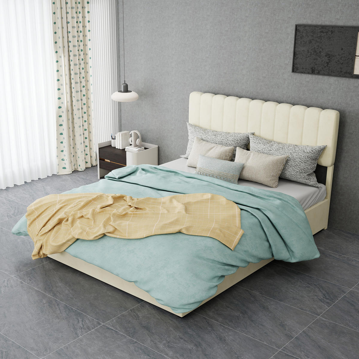 POLSTERBETT 140/200 cm DE-32948 mit Stauraum und Matratze Beige - Beige, Metall (140/200cm) - ComfortXL