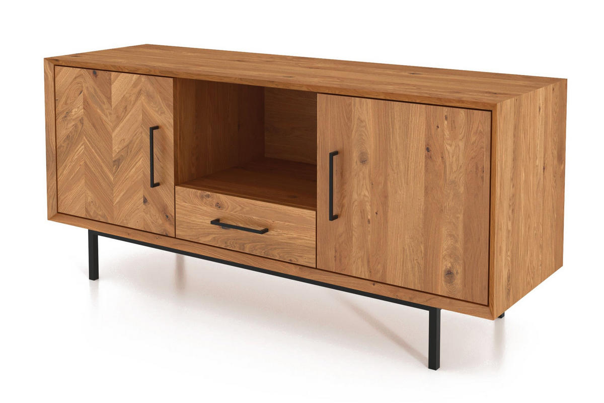 KOMMODE BREIT LEON Wildeiche - Wildeiche, Holz (144/65/45cm) - byoak